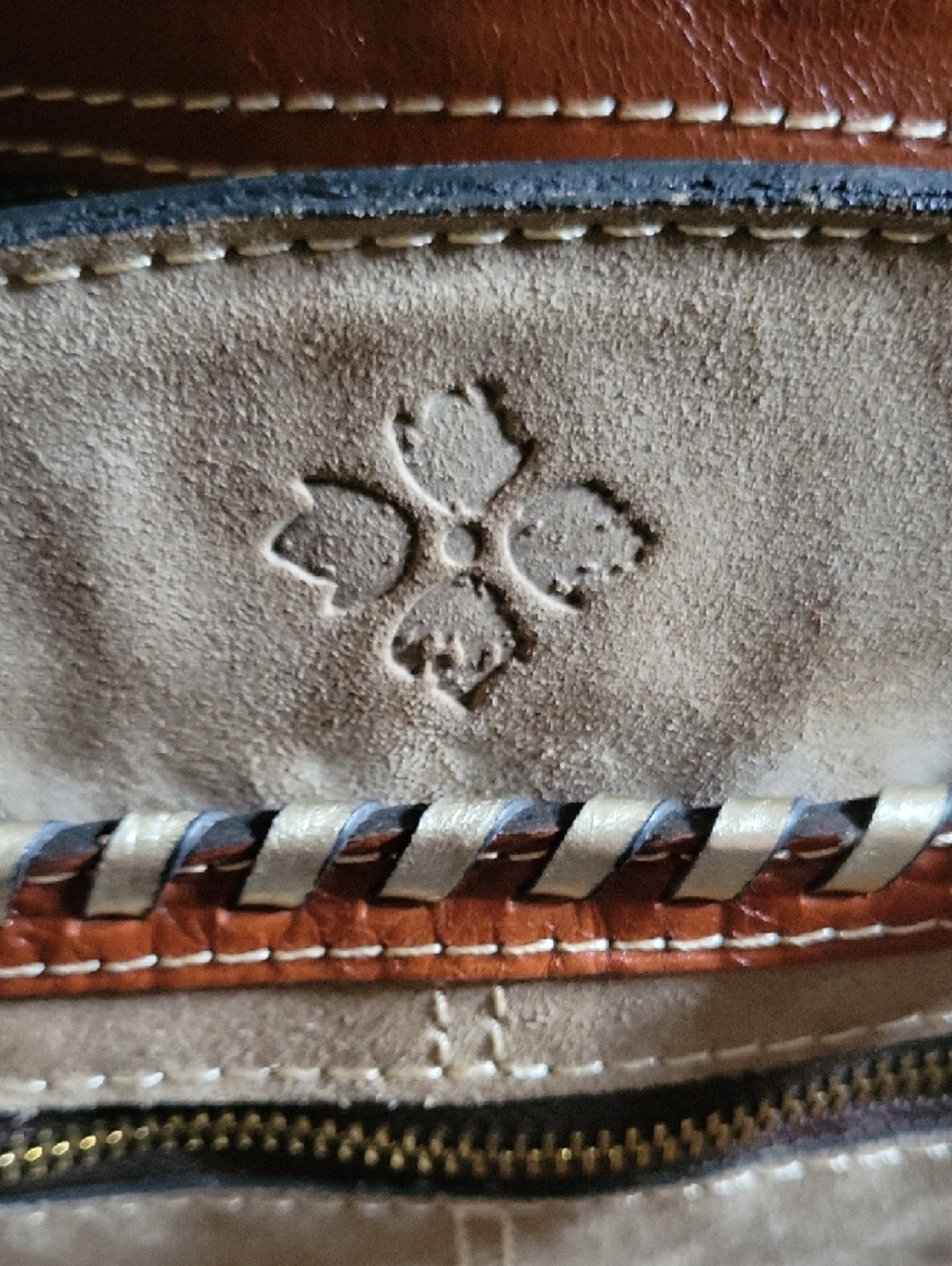 Patricia Nash Metallic Dip Dye Poppy Leather Tote Tan/Gold - Picture 5 of 16